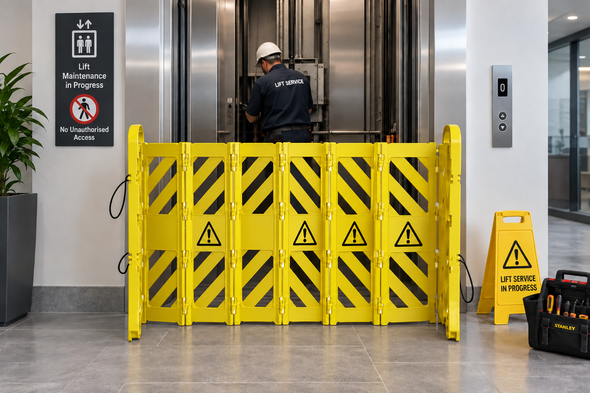 Safety barrier used for lift maintenance