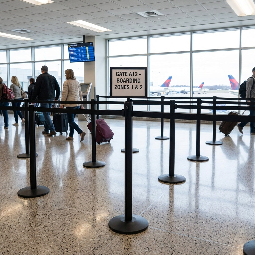 Sign holder for belt stanchions