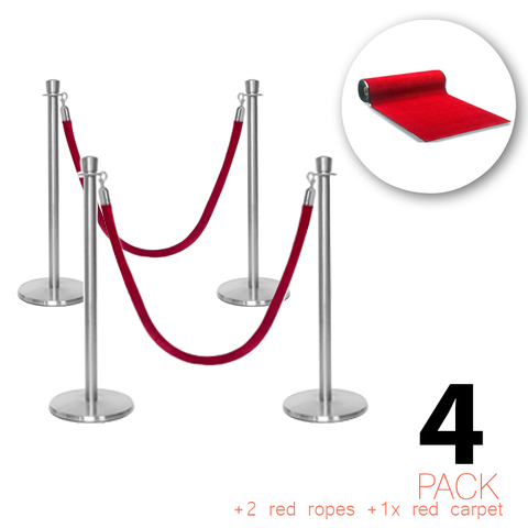 (4 Pack) - Flexibarrier VIP Entrance package - Premium - including posts, ropes & carpet