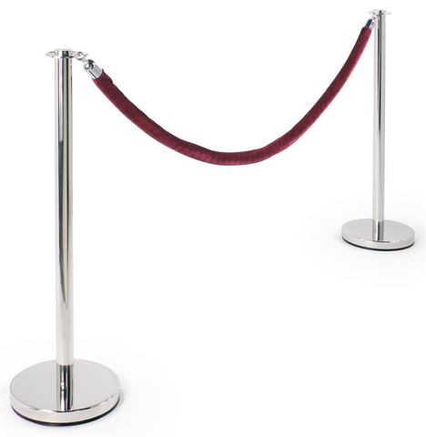 Flexibarrier Post & Rope Barrier Set - Flat Head - including velvet rope