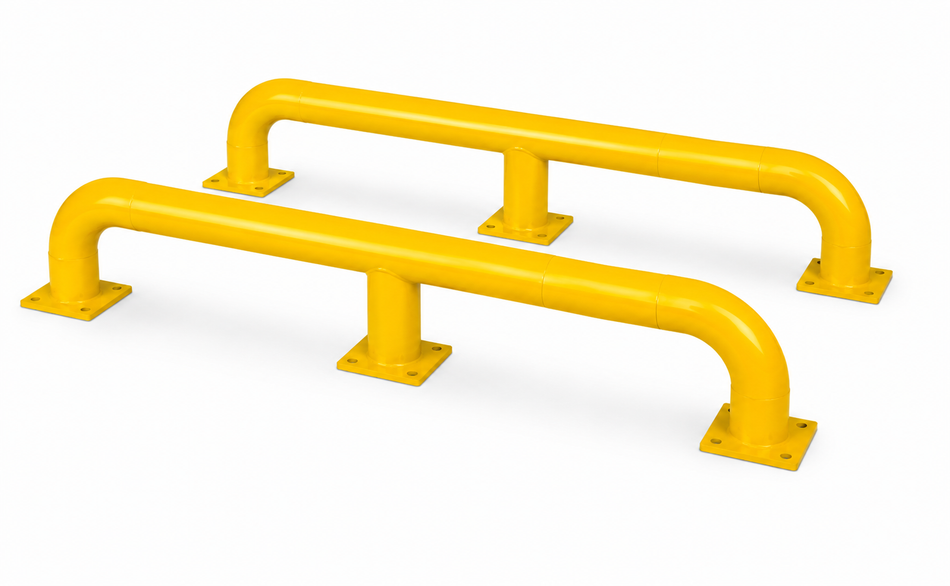 Heavy-Duty Loading Bay Wheel Guides – Galvanised Steel Pair (2040 × 405 × 365 mm)