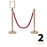 2 Pack - Flexibarrier Post & Rope Barrier Set - Premium – incl. A4 Sign Holder
