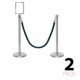 2 Pack - Flexibarrier Post & Rope Barrier Set - Premium – incl. A4 Sign Holder