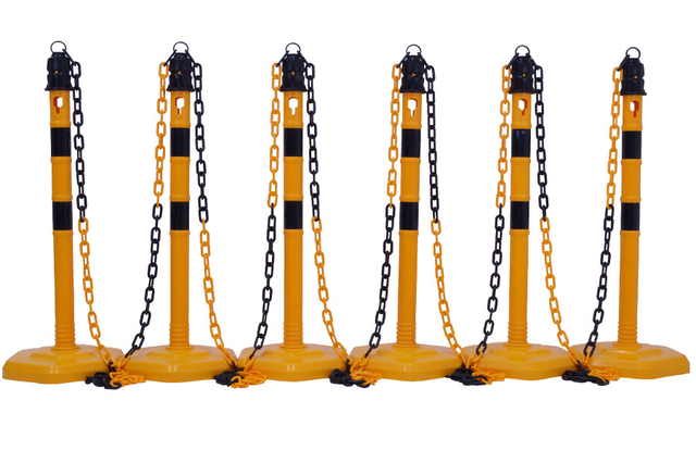 (Pack of 6) - Post & Chain Barrier - MultiMax - including 15m chain