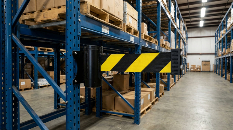 FlexiBarrier Wall Mounted Barrier – Economy – Magnetic (2.3–4.5 m belt)