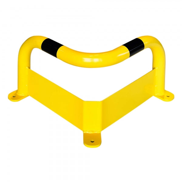BLACK BULL Corner Guard MD heavy-duty industrial corner barrier, 350 mm height with 150 mm under-run plate, steel impact protection for warehouses and facilities