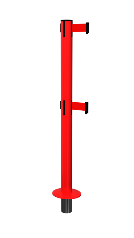 FlexiBarrier Twin Belt Stanchion - SafetyPlus Removable - (3.4m/4.9m belts)