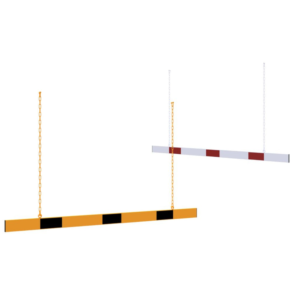 Height Restriction Barrier - Reflective Aluminium Panel with Suspension Chains