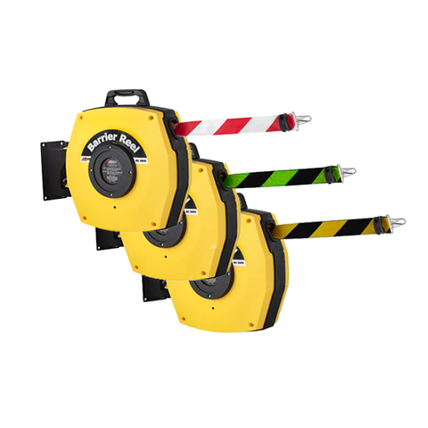 Retractable Safety Barrier Reel - Heavy duty barrier belt with hook (15-25m)