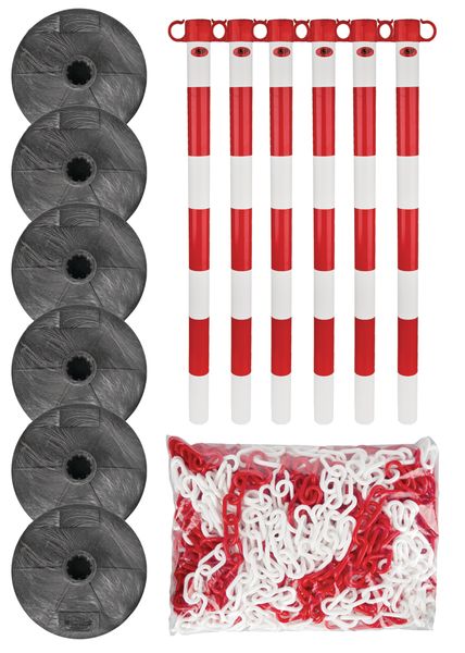 Post & Chain Barrier Kit - Light -, 6 plastic stanchions incl. 25m chain