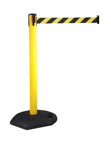 Refurbished: Flexibarrier Belt Stanchion - Basic Signal - (3.0m belt) — Acceptable (Yellow / Black/Yellow Chevron)