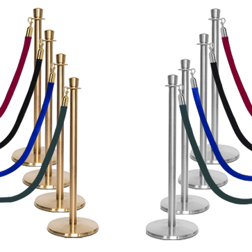 Flexibarrier Post & Rope Barrier Premium Set - including velvet rope