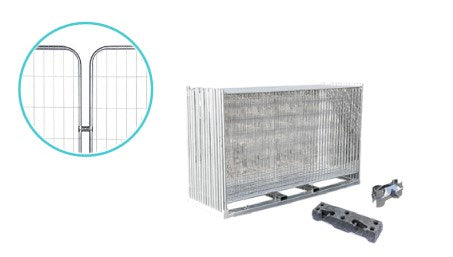Temporary Construction Fence with Rounded Corners – Complete Package with Transport Rack (105 m)