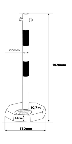 Flexibarrier Post & Chain Barrier - Steel - (with rubber base)