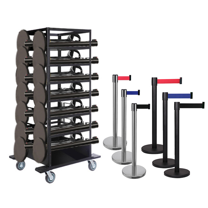 Flexibarrier Belt Barrier Set - Basic 300 - with trolley (18pcs)