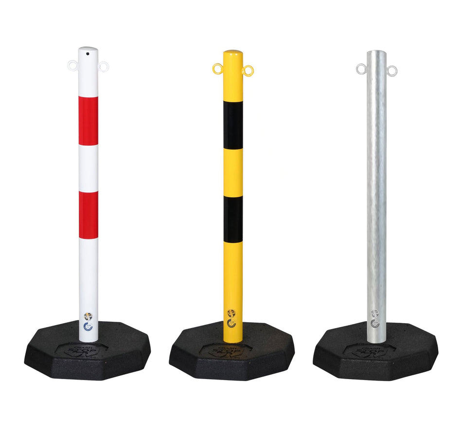 Flexibarrier Post & Chain Barrier - Steel - (with rubber base)
