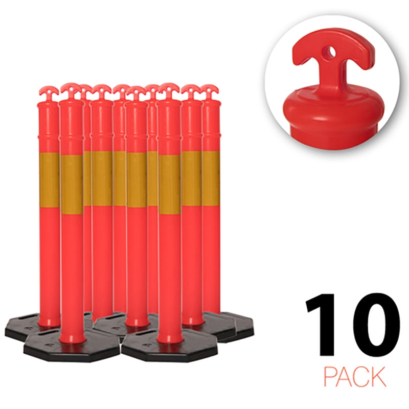 (10 Pack) - Flexibarrier T-Top Bollard With Base