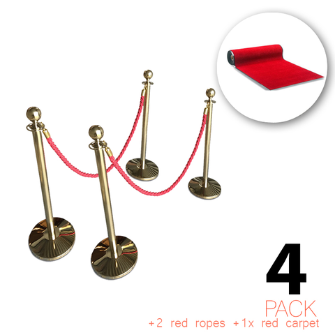 (4 Pack) - Flexibarrier VIP Entrance package including posts, ropes & carpet